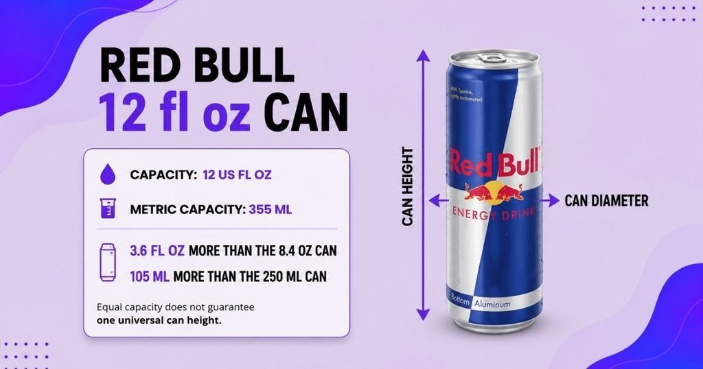 How tall is a 12 oz red bull can